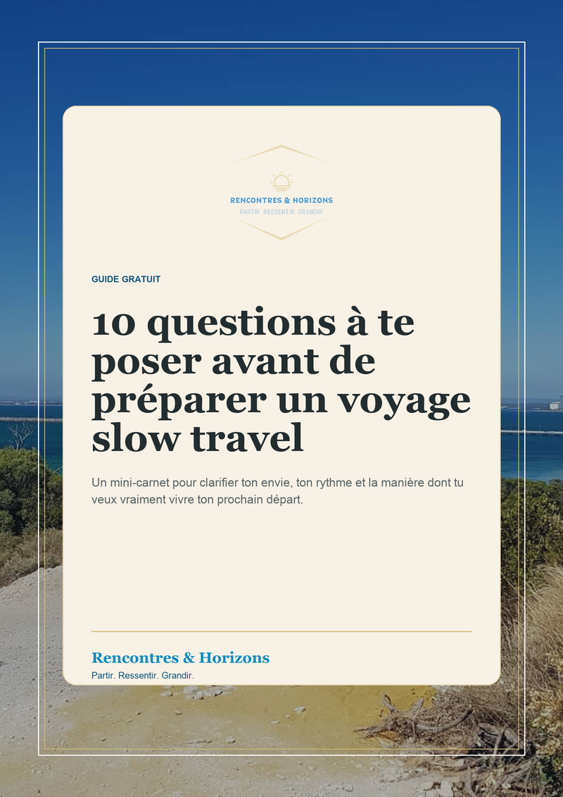 Couverture du guide gratuit 10 questions avant de préparer un voyage slow travel